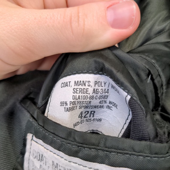 U.S. Army Men's Serge Green Dress Coat Size 42R Poly Wool Blend Military Uniform - Picture 4 of 13